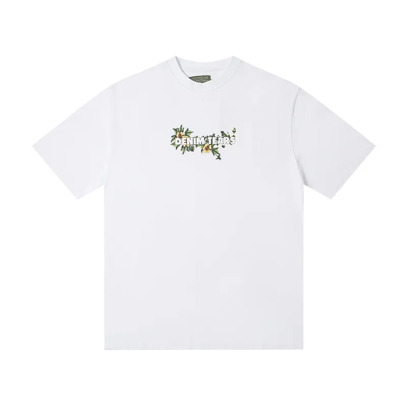 D310 #DENIM TEARS Kapok classic pure cotton loose unisex white short-sleeved T-shirt 38 p100 black, white, green, pink, blue
